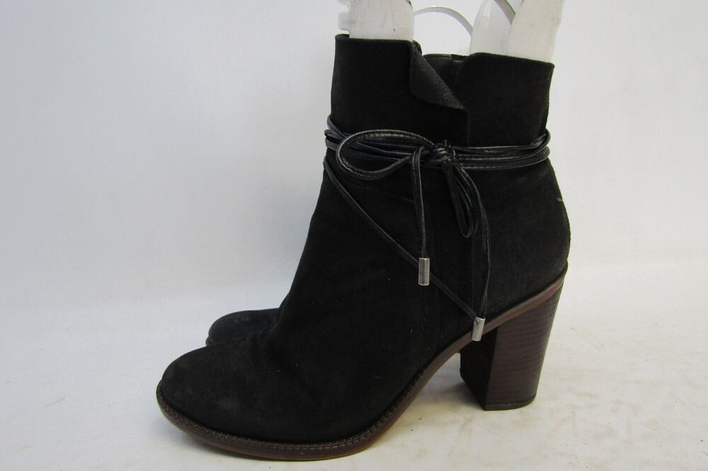 Franco Sarto Womens Sz 8 M Black Suede Zip Ankle Fashion Boots Booties